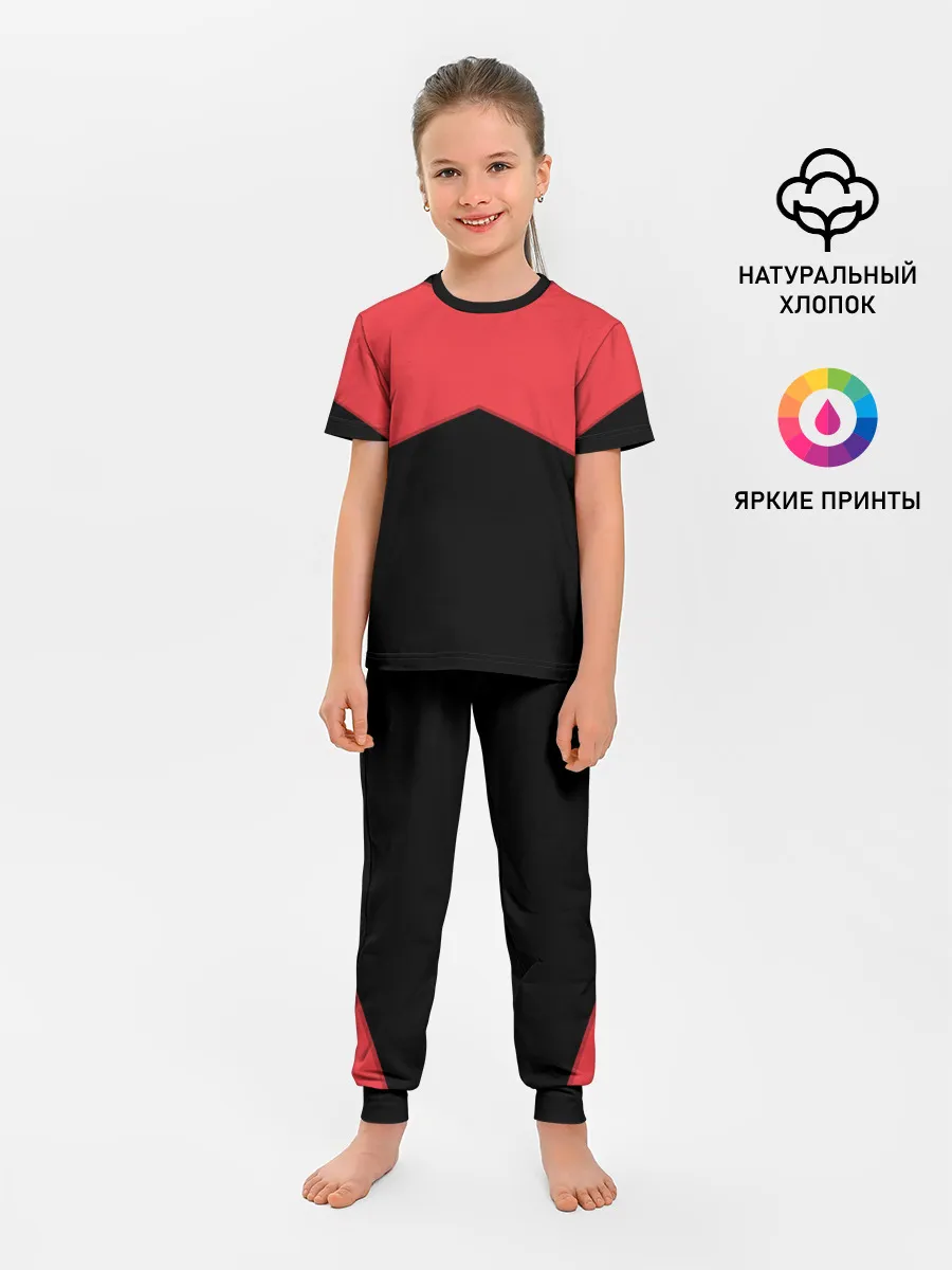 Детская пижама с брюками / ГЕОМЕТРИЯ МИНИМАЛИЗМ | КРАСНЫЕ ПОЛОСЫ