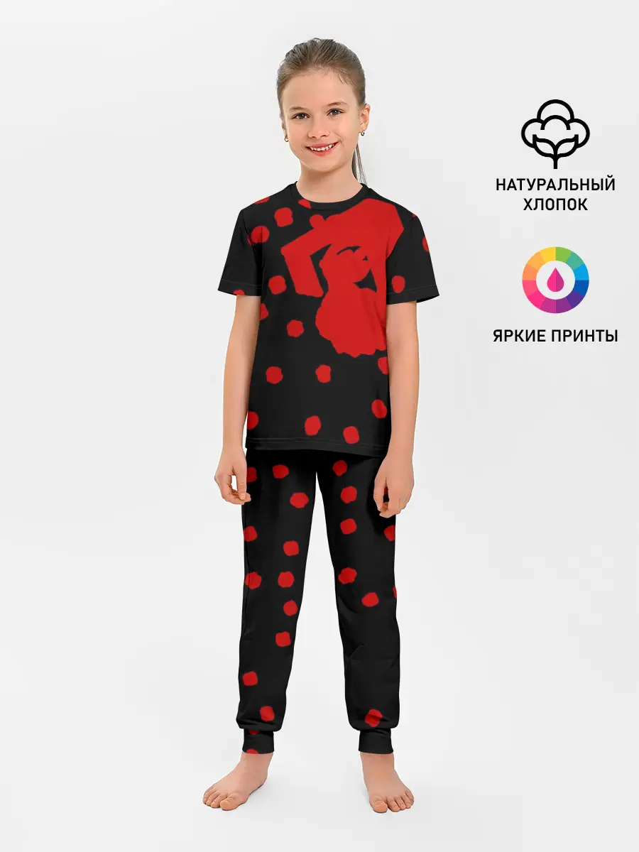 Детская пижама с брюками / Japanese characters and a face