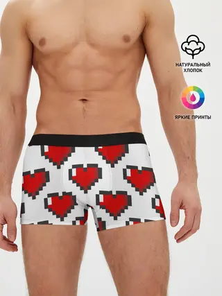 Мужские трусы боксеры / Пиксельные сердечки