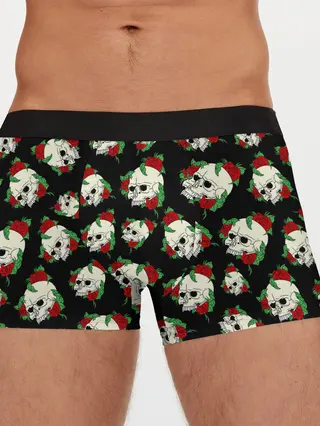 Мужские трусы боксеры / Черепа и розы / Skull and Roses