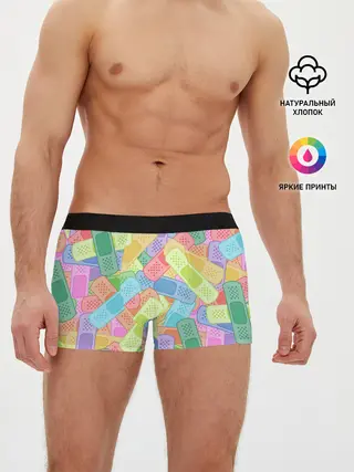 Мужские трусы боксеры / Цветные пластыри