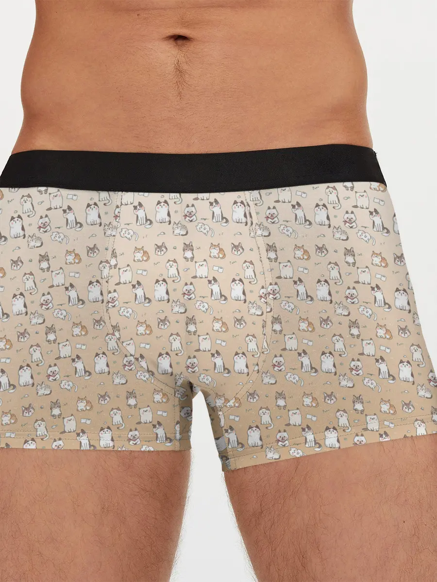 Мужские трусы боксеры / много котиков узор