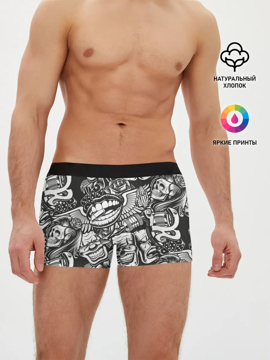 Мужские трусы боксеры / Тату ретро
