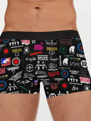 Мужские трусы боксеры / ЛОГОТИПЫ РОК ГРУПП | PATTERN