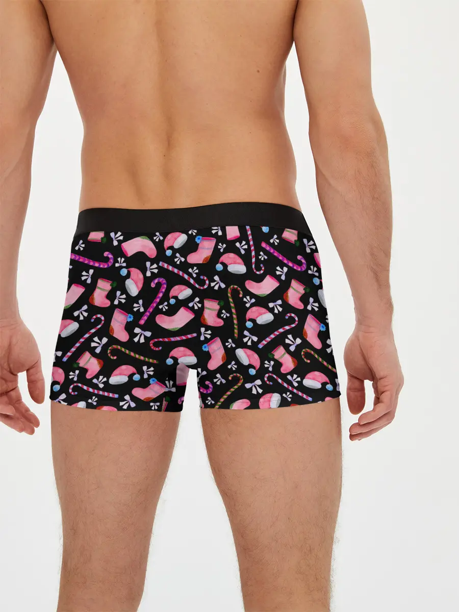 Мужские трусы боксеры / Новогодняя ночь, акварельный узор