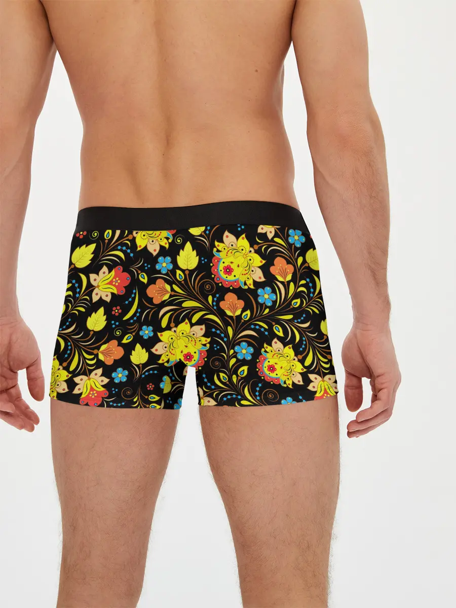 Мужские трусы боксеры / РОСПИСЬ УЗОР ХОХЛОМА