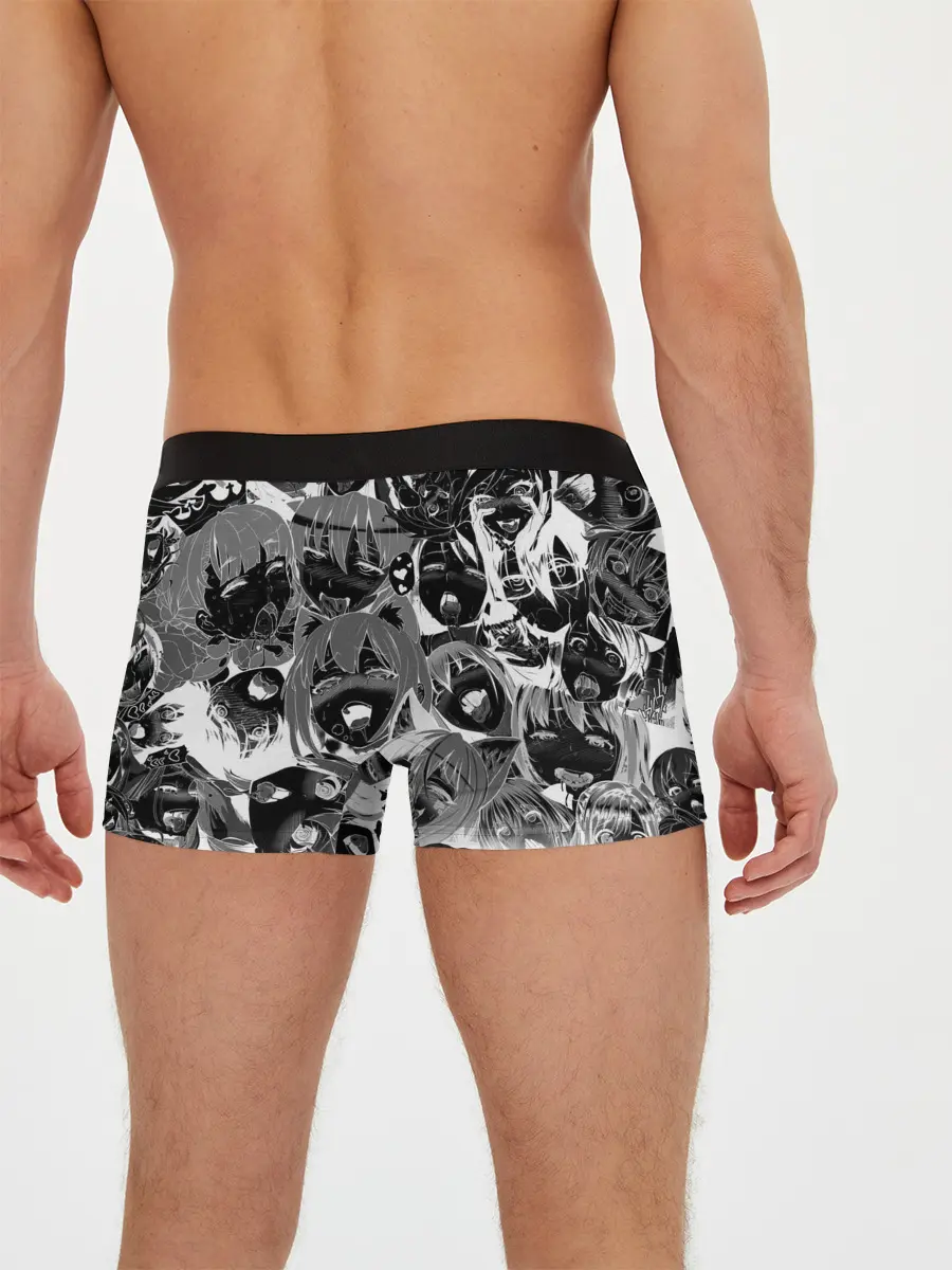 Мужские трусы боксеры / Ахегао паттерн черный