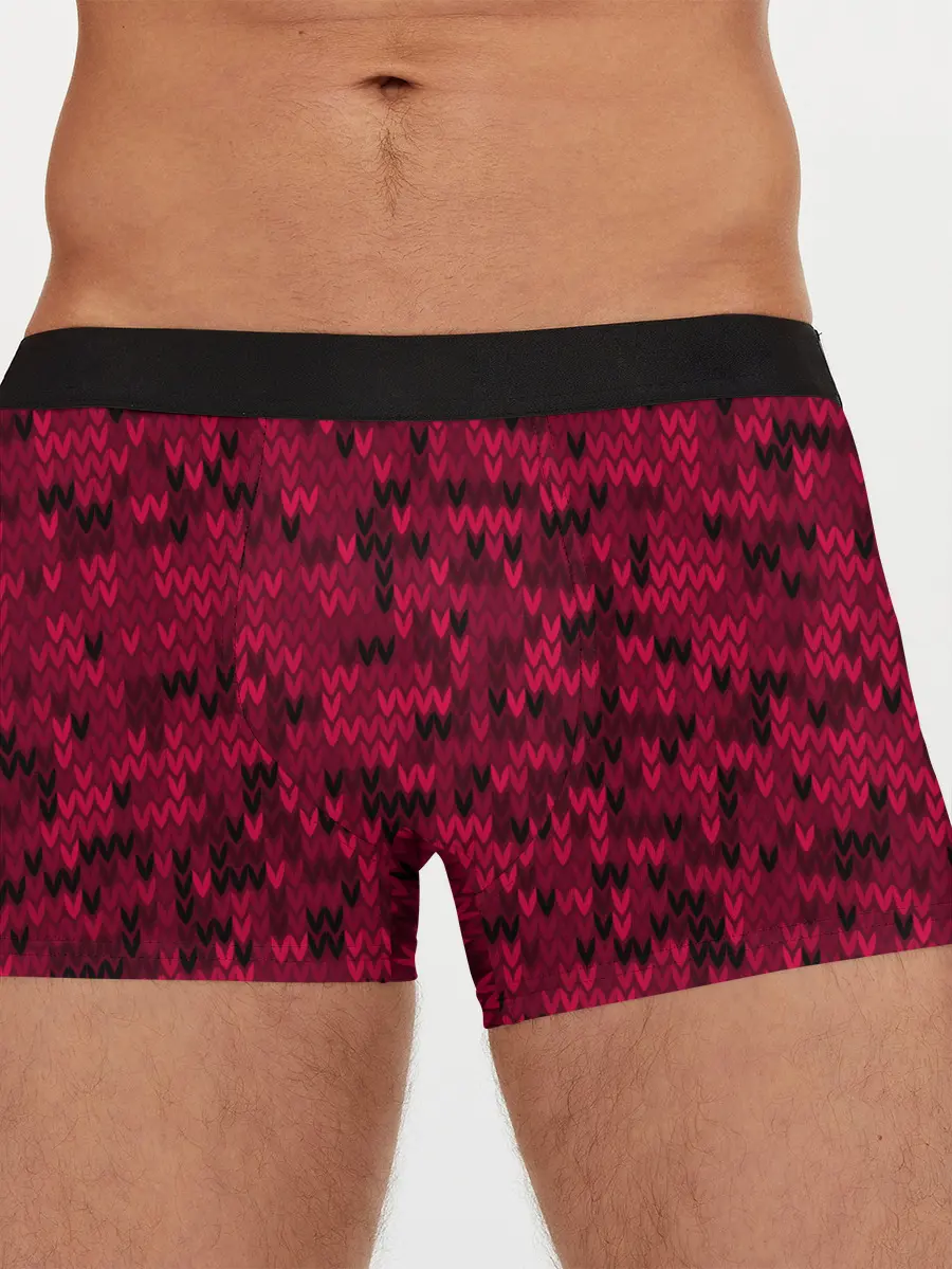 Мужские трусы боксеры / Красно-черный абстрактный узор