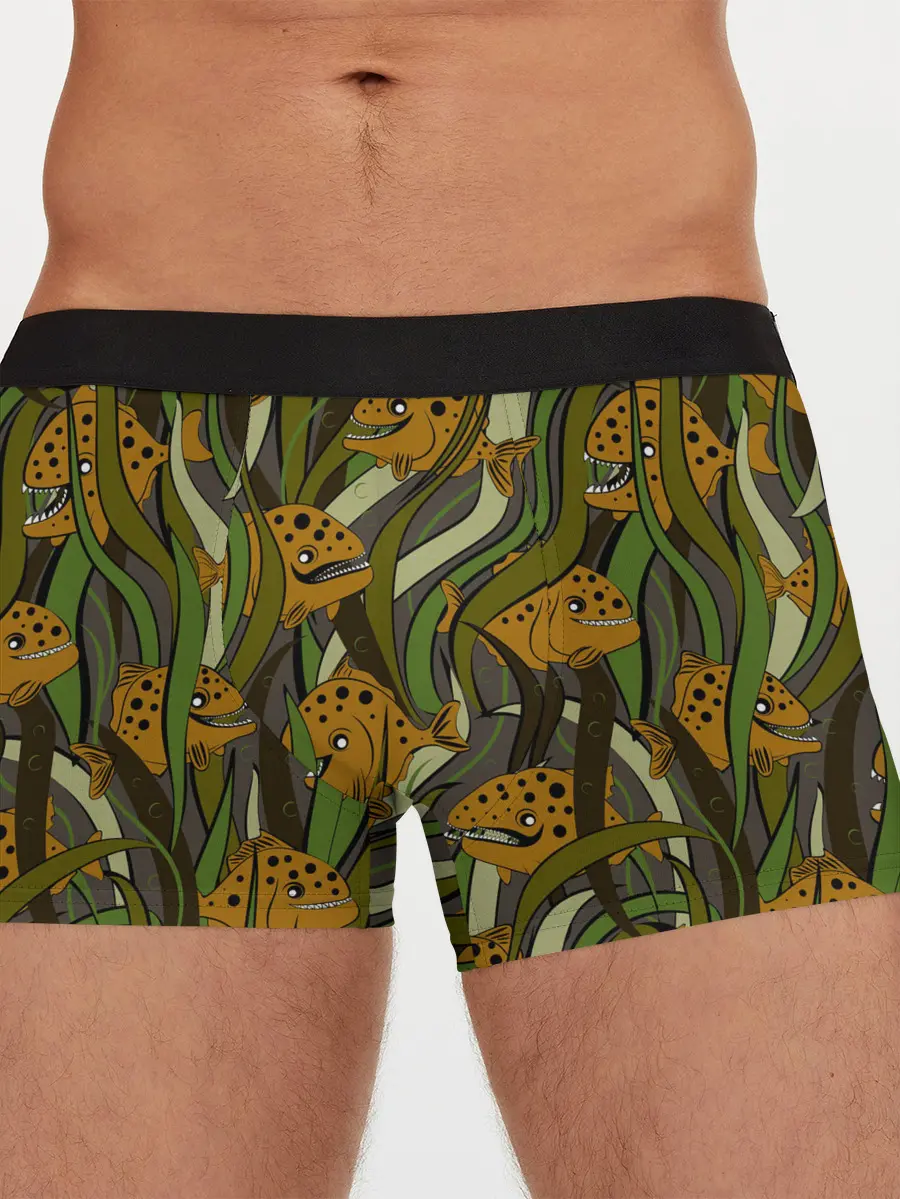 Мужские трусы боксеры / Пираньи камуфляж