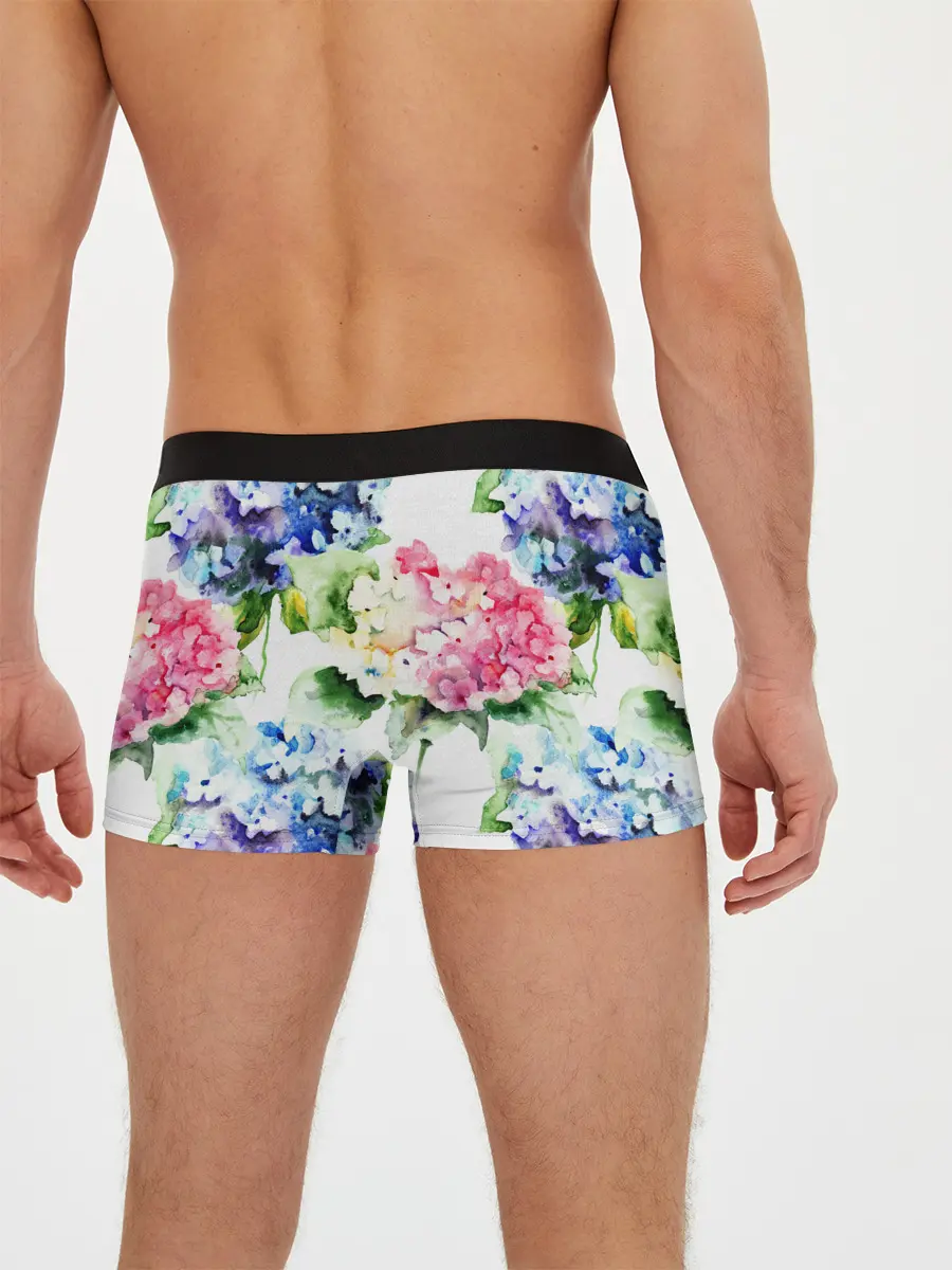 Мужские трусы боксеры / Акварель, гортензии