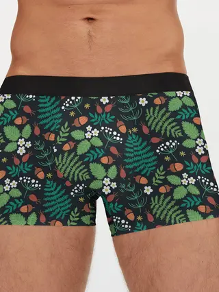 Мужские трусы боксеры / Лесные листочки цветочки