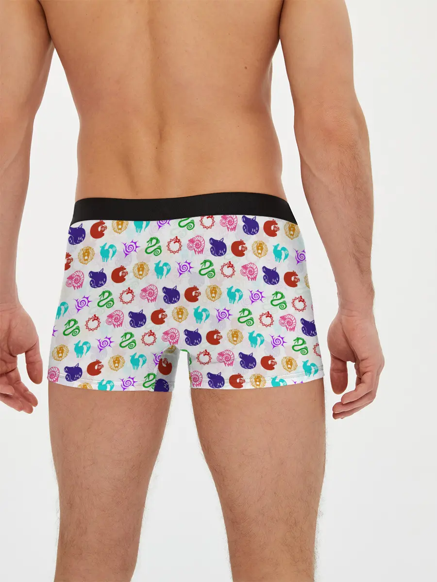 Мужские трусы боксеры / 7 СМЕРТНЫХ ГРЕХОВ ЦВЕТНОЙ ПАТТЕРН СИМВОЛЫ