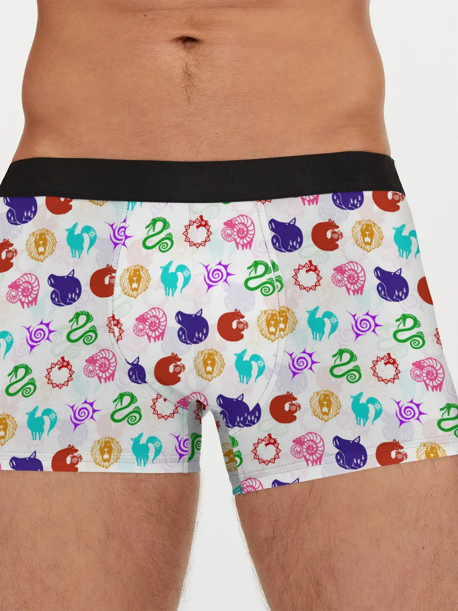 Мужские трусы боксеры / 7 СМЕРТНЫХ ГРЕХОВ ЦВЕТНОЙ ПАТТЕРН СИМВОЛЫ