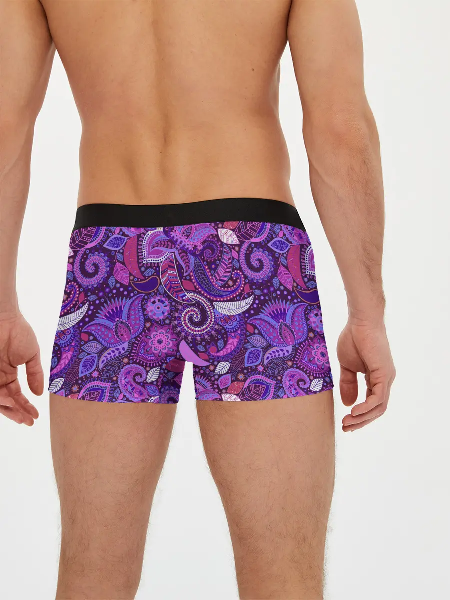 Мужские трусы боксеры / фиолетовый этнический дудлинг