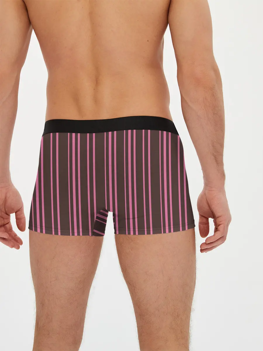 Мужские трусы боксеры / Чёрно-розовые линии