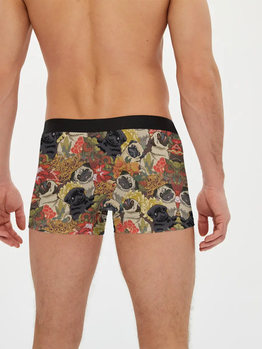 Мужские трусы боксеры / Мопсики | Цветочки