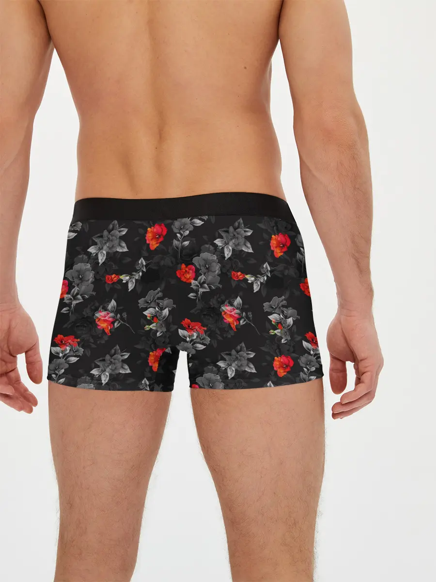 Мужские трусы боксеры / Красные цветы