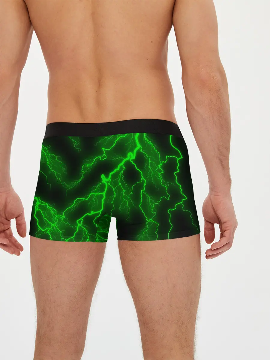 Мужские трусы боксеры / МОЛНИЯ GREEN NEON