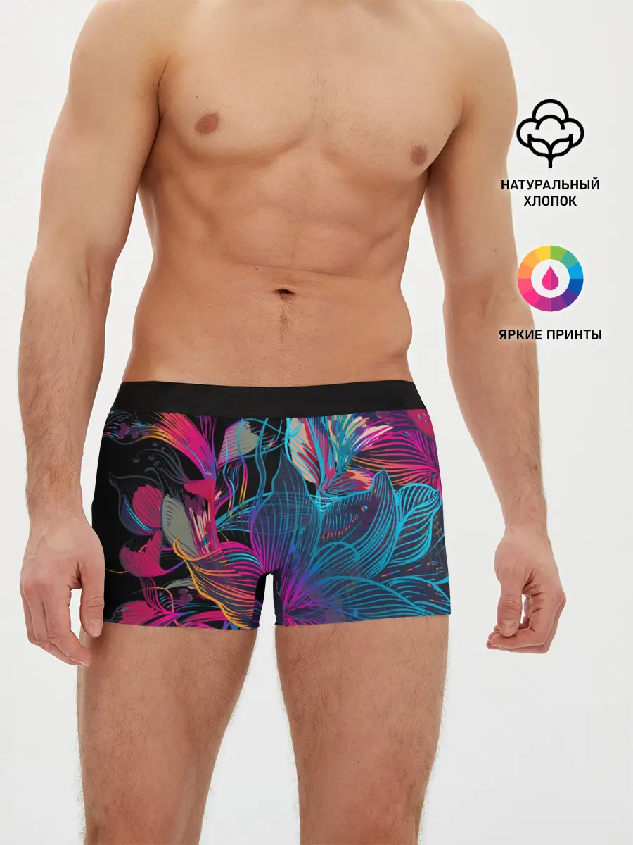 Мужские трусы боксеры / Flowers | Неон