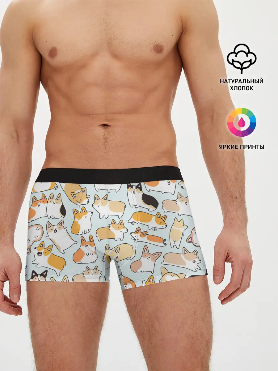 Мужские трусы боксеры / Стая корги