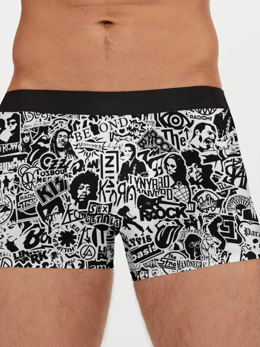 Мужские трусы боксеры / Rock Band Logos