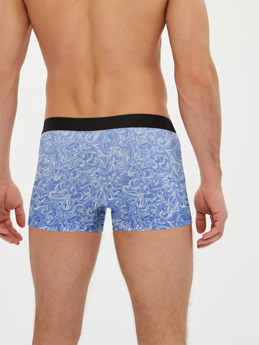 Мужские трусы боксеры / Волны на голубом фоне
