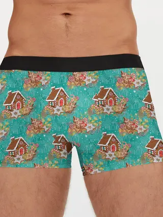 Мужские трусы боксеры / Рождественские пряники паттерн