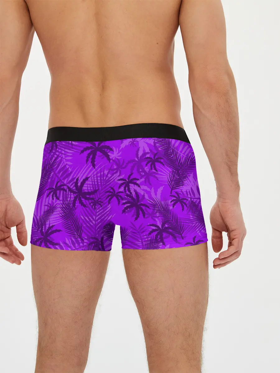 Мужские трусы боксеры / ФИОЛЕТОВЫЕ ПАЛЬМЫ / ТРОПИКИ