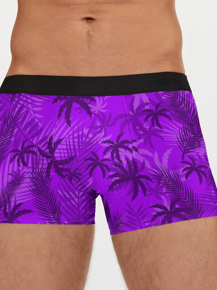 Мужские трусы боксеры / ФИОЛЕТОВЫЕ ПАЛЬМЫ / ТРОПИКИ
