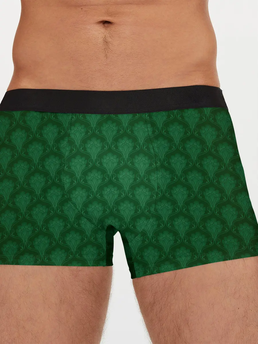 Мужские трусы боксеры / Готические зелёные цветы