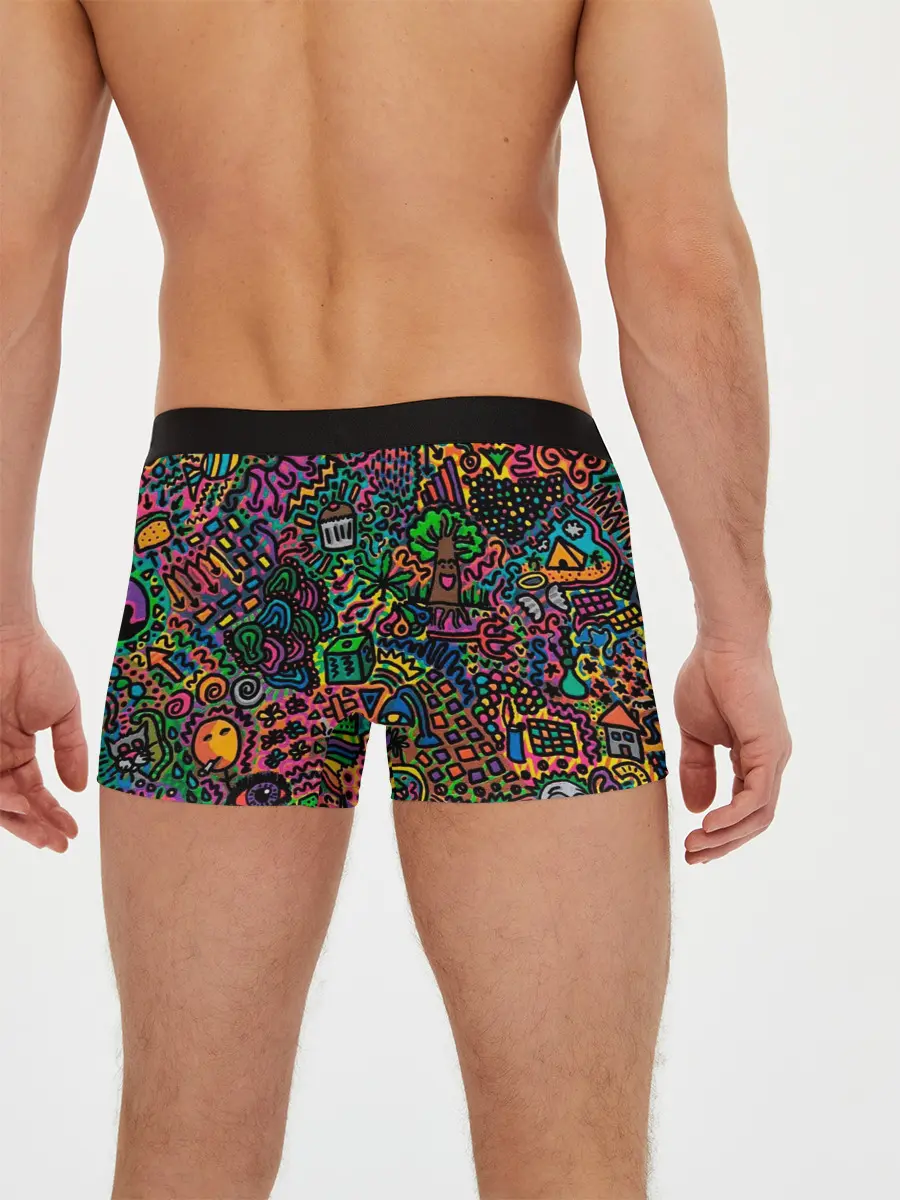 Мужские трусы боксеры / Кислотные узоры психоделика