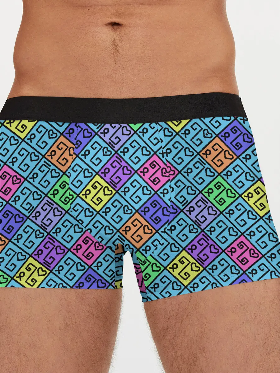 Мужские трусы боксеры / Неоновый яркий абстрактный узо