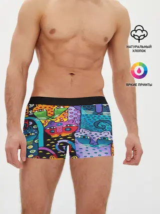 Мужские трусы боксеры / КОТЯТА ЖИВОПИСЬ
