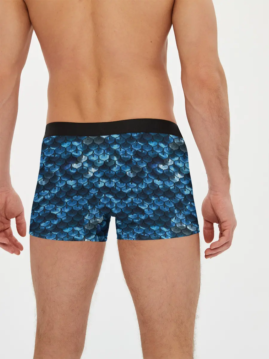 Мужские трусы боксеры / Синяя чешуя