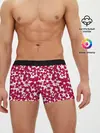 Мужские трусы боксеры / Бело-красный цветочный