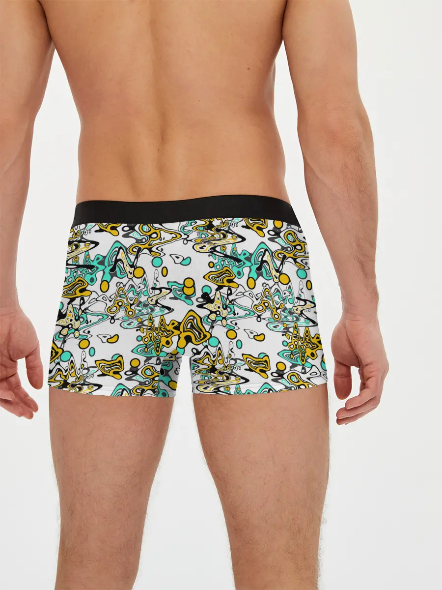 Мужские трусы боксеры / Бирюзово-желтый узор