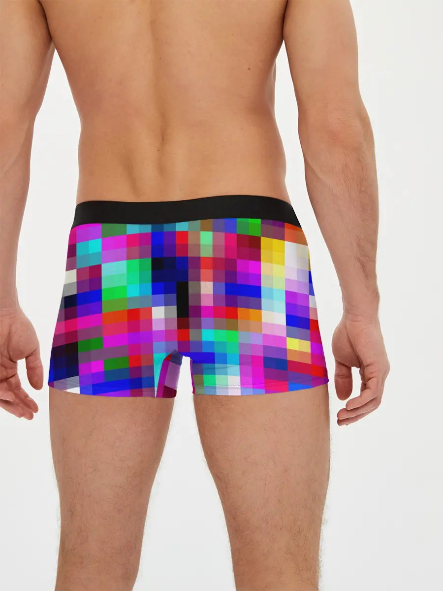 Мужские трусы боксеры / РАЗНОЦВЕТНЫЕ ПИКСЕЛИ / КУБЫ