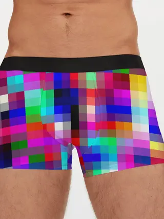 Мужские трусы боксеры / РАЗНОЦВЕТНЫЕ ПИКСЕЛИ / КУБЫ
