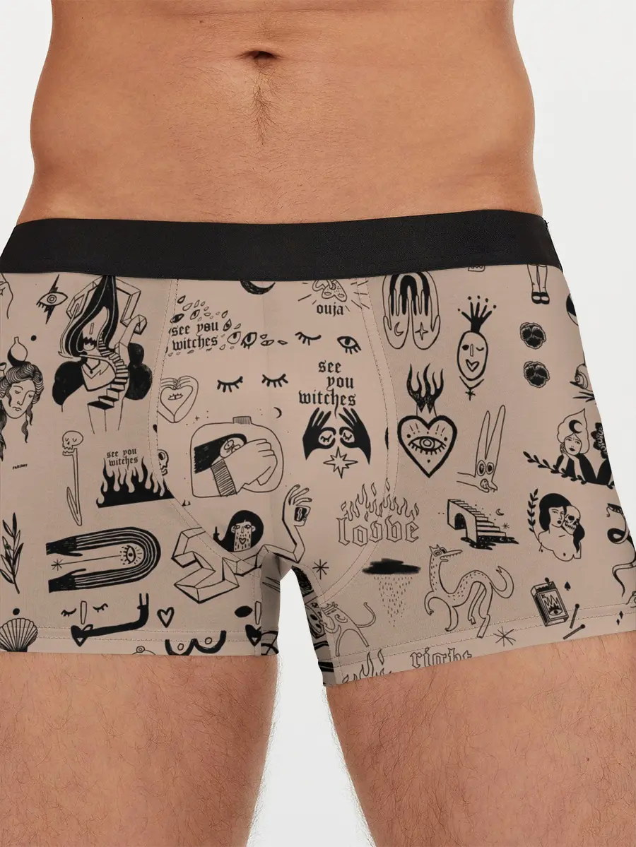 Мужские трусы боксеры / принт в стиле тату