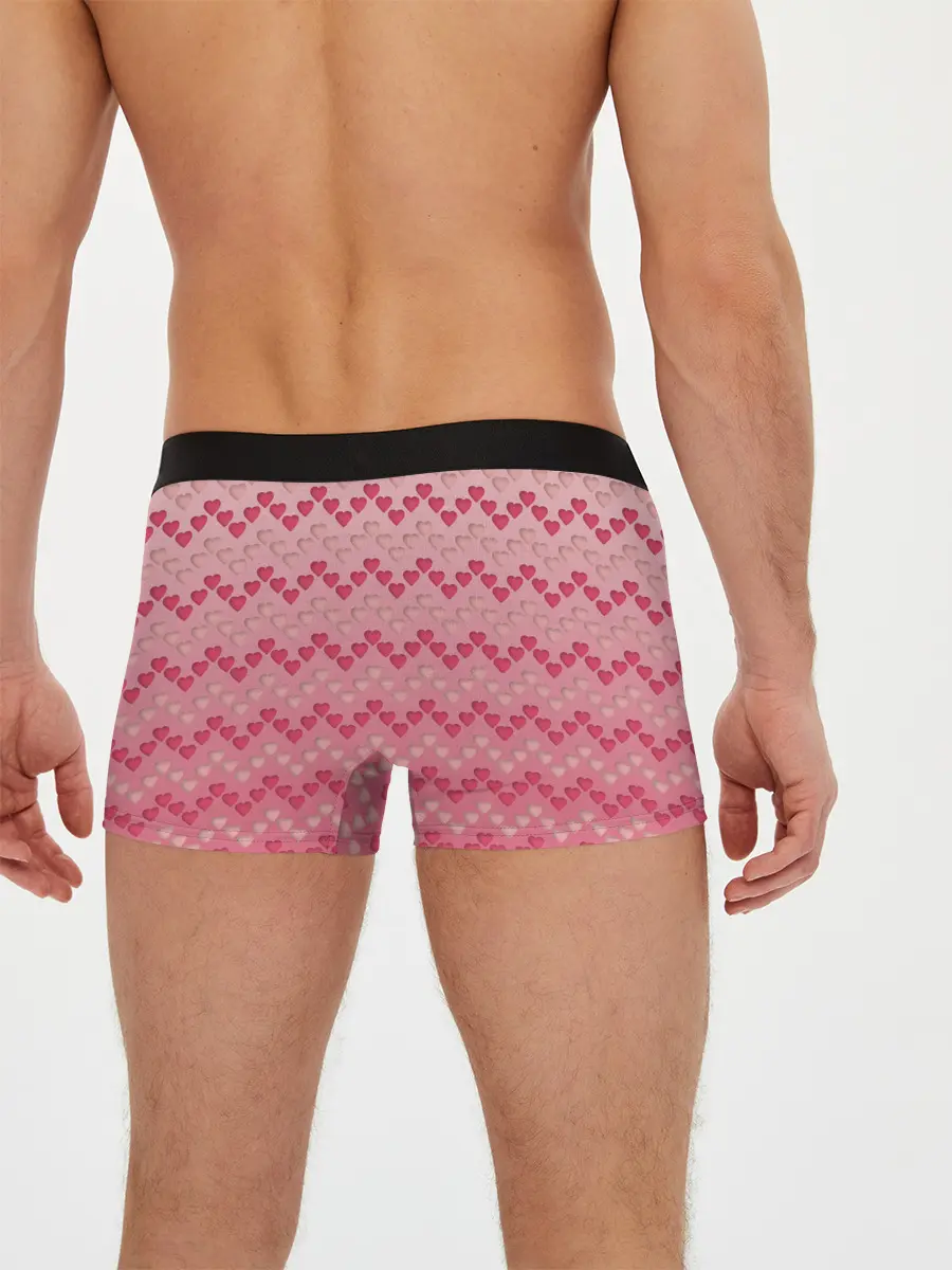 Мужские трусы боксеры / узор милые сердца зигзагами