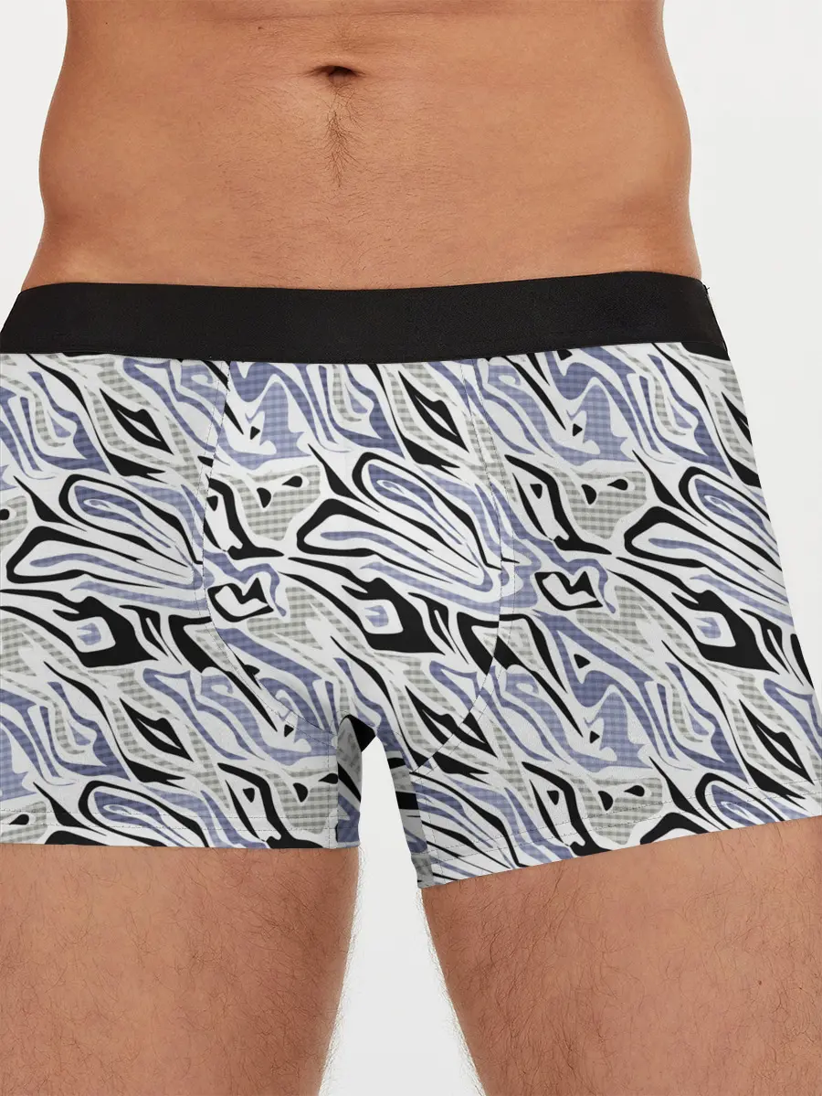 Мужские трусы боксеры / Абстрактный сиренево-черный