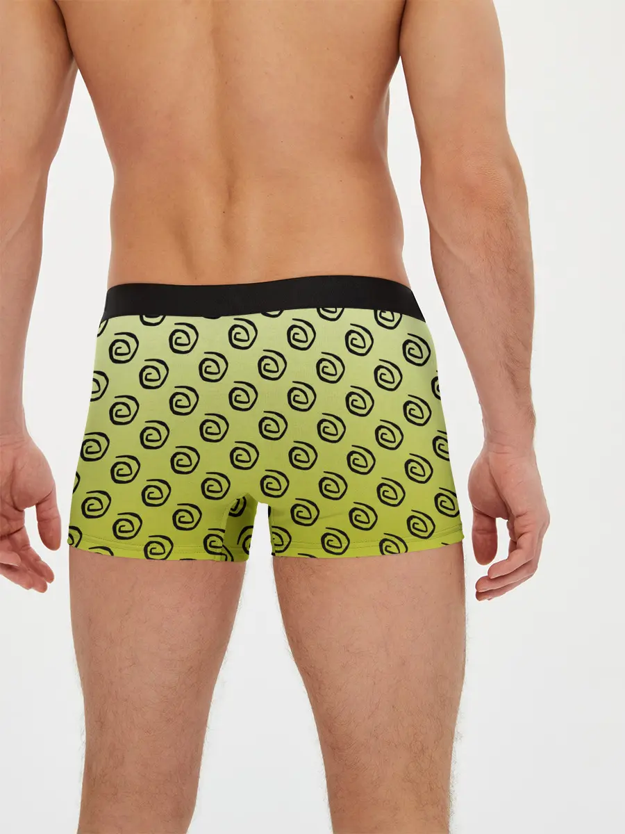 Мужские трусы боксеры / узор спиральки на желтом фоне