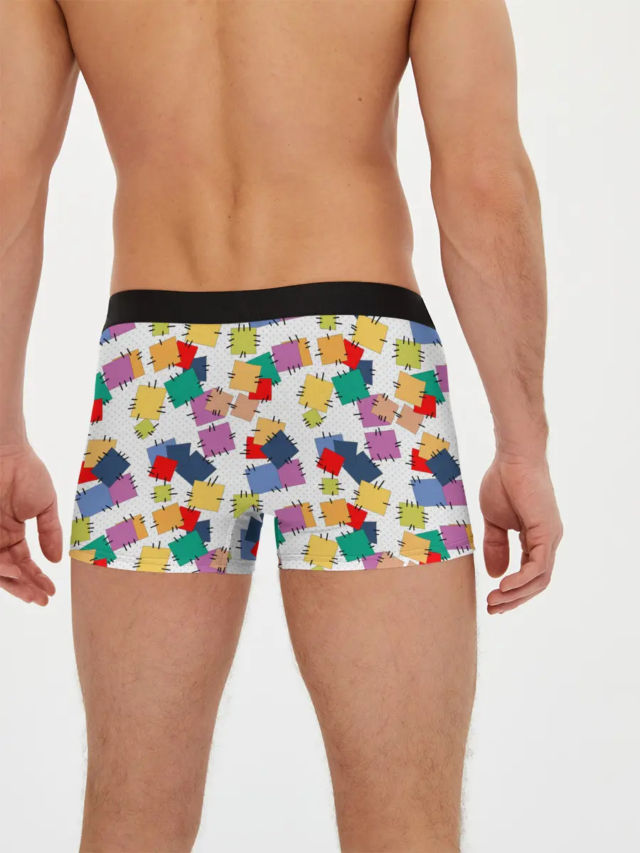 Мужские трусы боксеры / Ретро узор-заплатки.