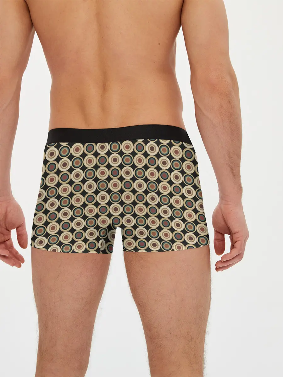 Мужские трусы боксеры / Абстракция из бежевых и зеленых кругов