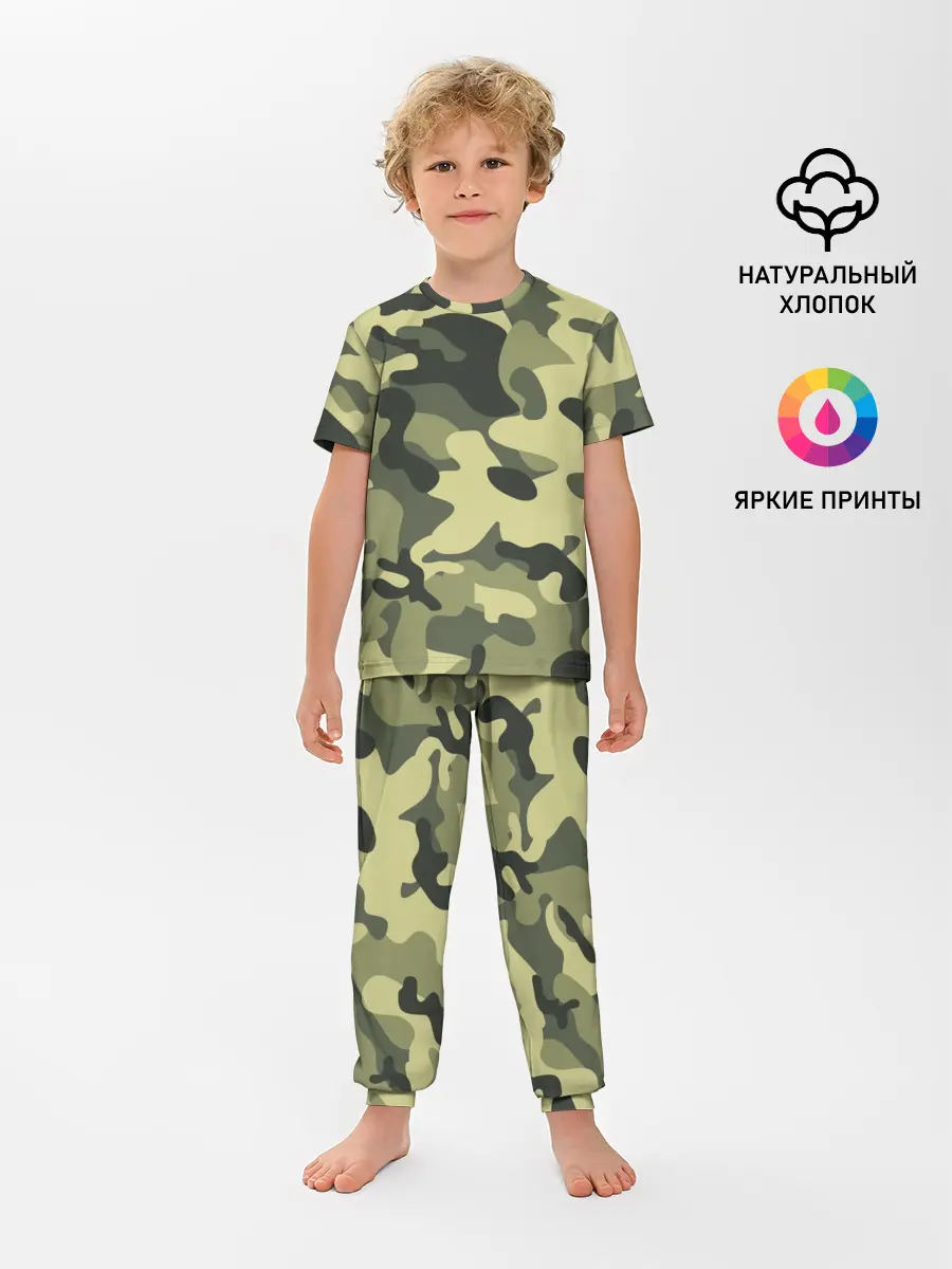 Детская пижама с брюками / Камуфляж Хаки