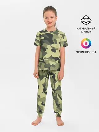 Детская пижама с брюками / Камуфляж Хаки