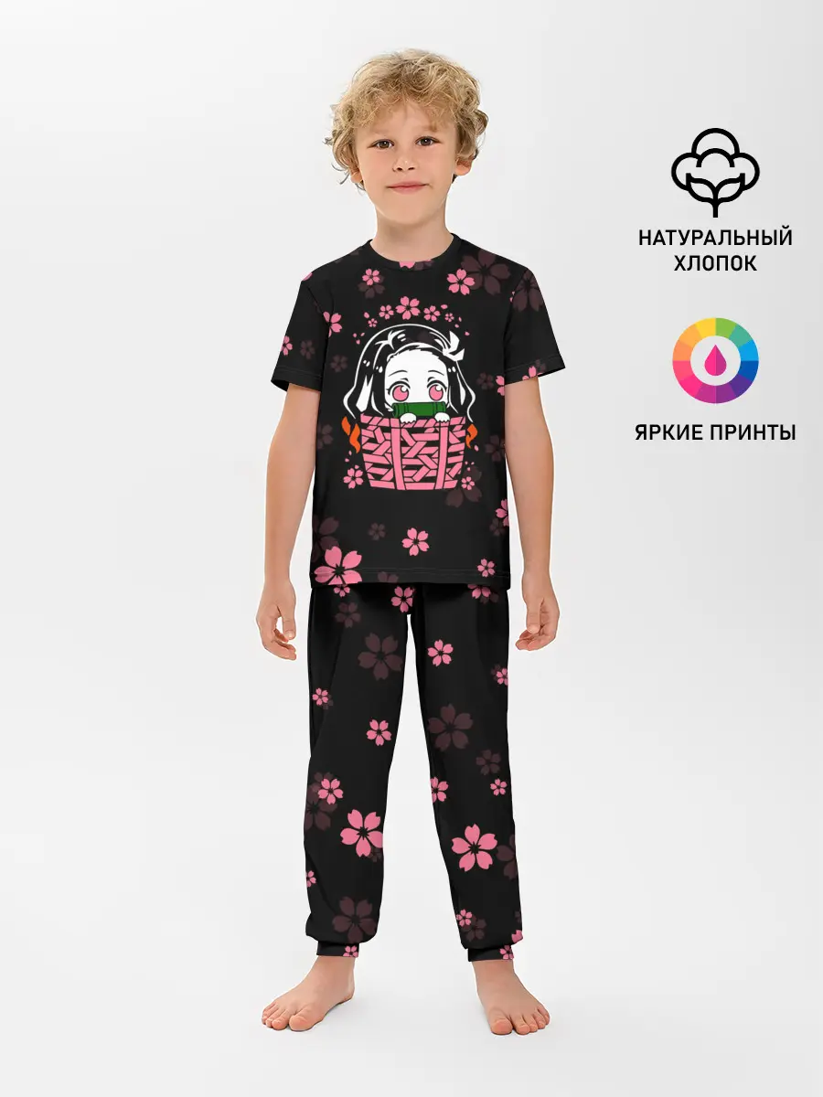 Детская пижама с брюками / Надзуко Камадо в цветах