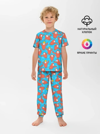 Детская пижама с брюками / Fall guys red