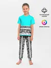 Детская пижама с брюками / Цветочный бирюзовый узор