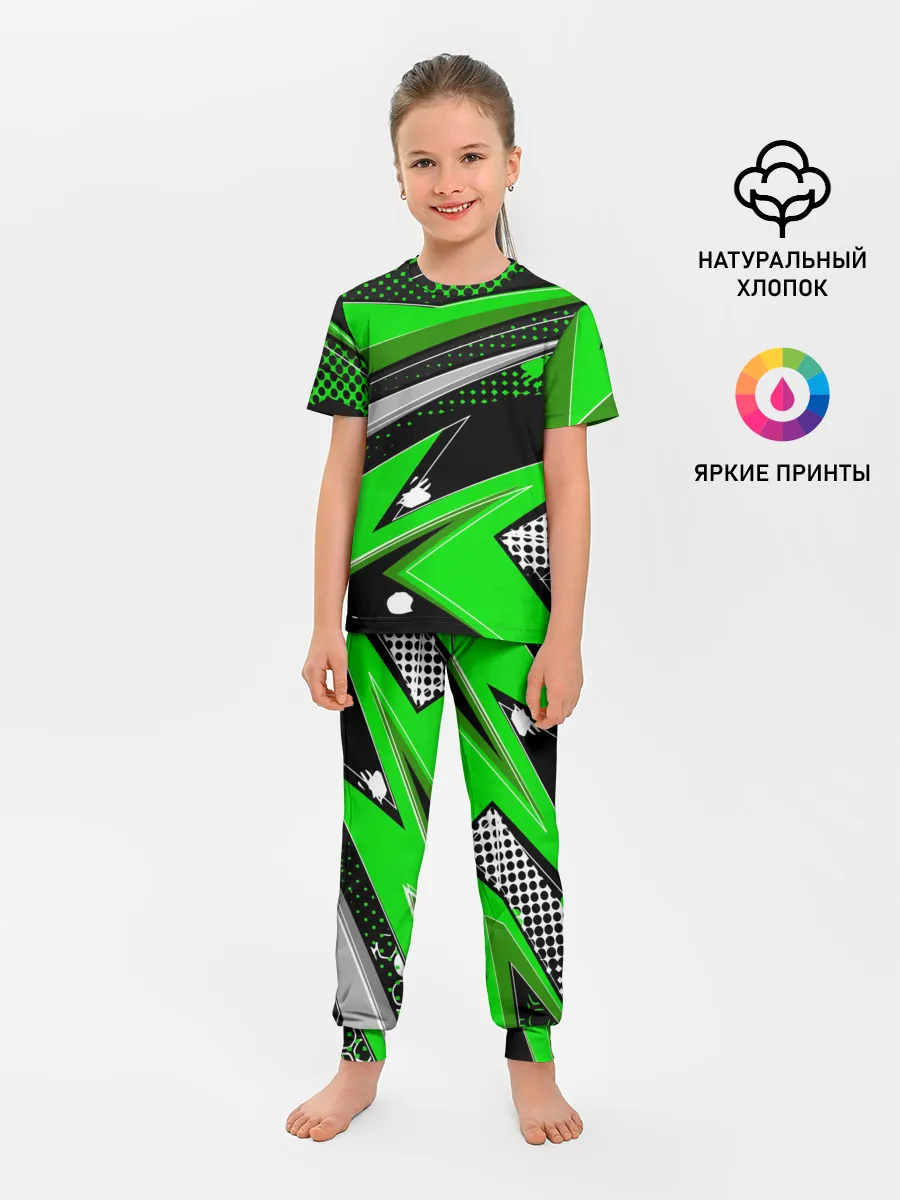 Детская пижама с брюками / Зеленая краска